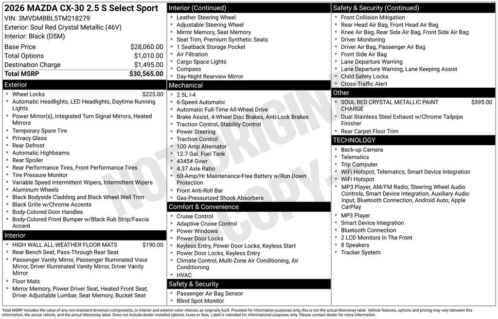 2026 Mazda Mazda CX-30 2.5 S Select Sport