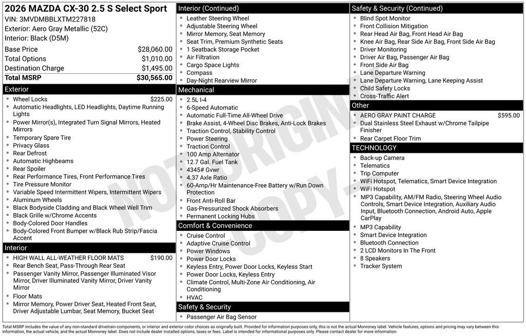 2026 Mazda Mazda CX-30 2.5 S Select Sport AWD