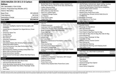 2026 Mazda Mazda CX-30 2.5 S Carbon Edition AWD