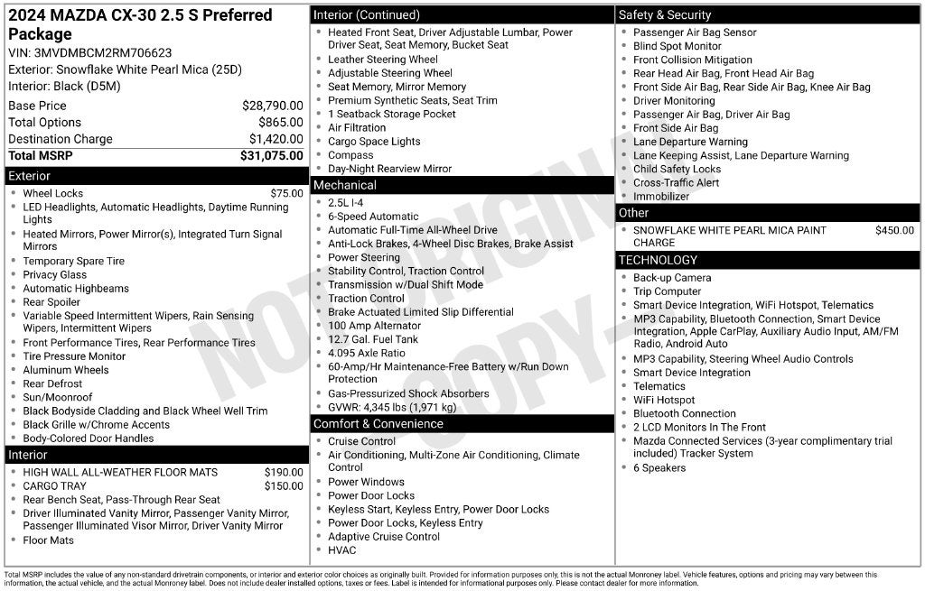 2024 Mazda Mazda CX-30 2.5 S Preferred Package