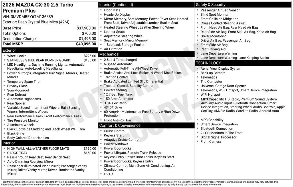 2026 Mazda Mazda CX-30 2.5 Turbo Premium Plus AWD