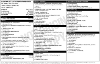 2026 Mazda Mazda CX-50 Hybrid Preferred AWD