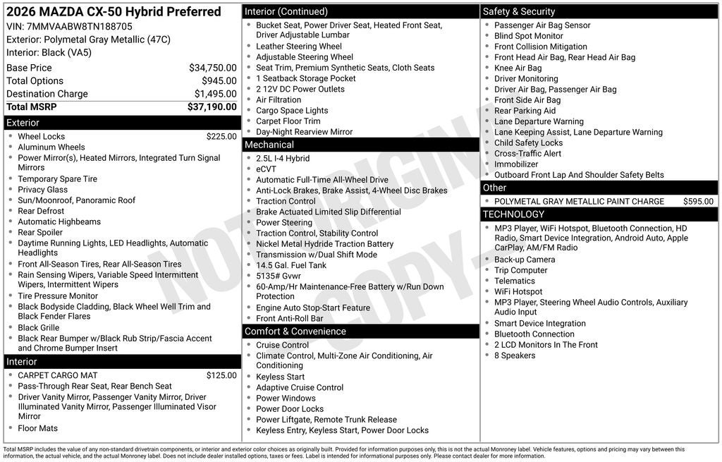2026 Mazda Mazda CX-50 Hybrid Preferred AWD