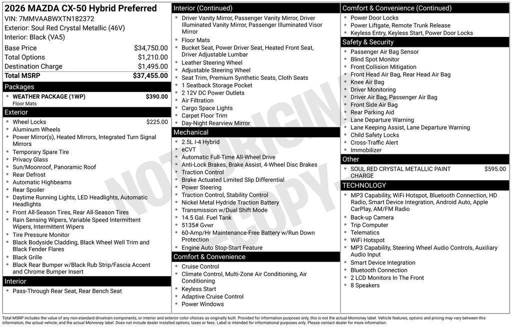 2026 Mazda Mazda CX-50 Hybrid Preferred AWD