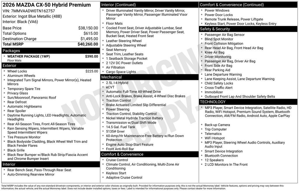 2026 Mazda Mazda CX-50 Hybrid Premium AWD