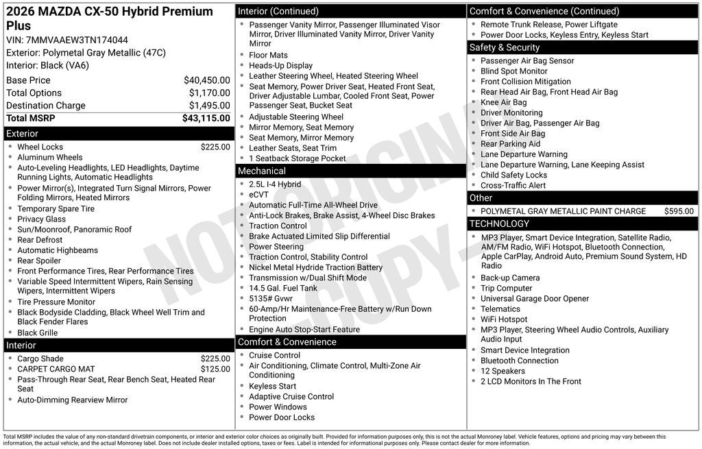 2026 Mazda Mazda CX-50 Hybrid Premium Plus AWD