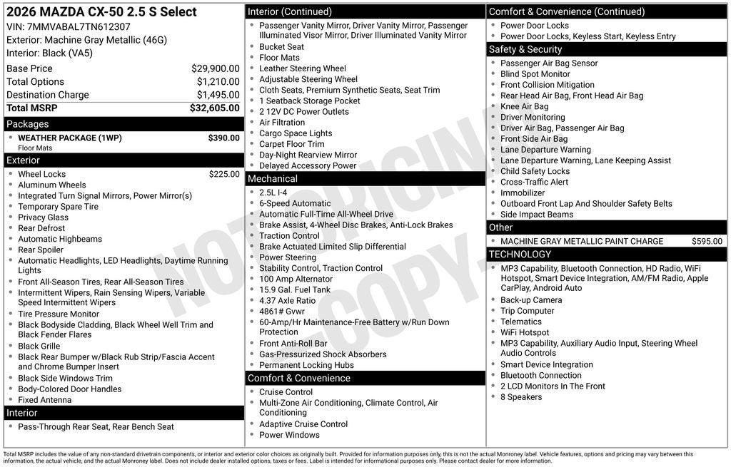 2026 Mazda Mazda CX-50 2.5 S Select AWD