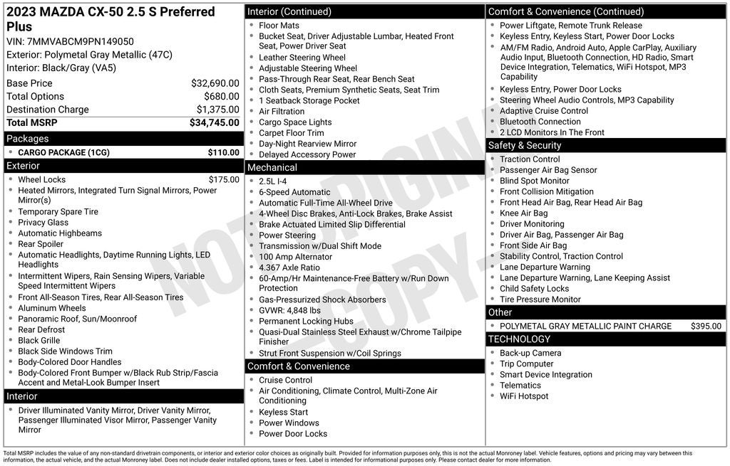 2023 Mazda Mazda CX-50 2.5 S Preferred Plus Package