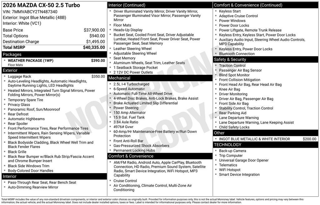 2026 Mazda Mazda CX-50 2.5 Turbo AWD