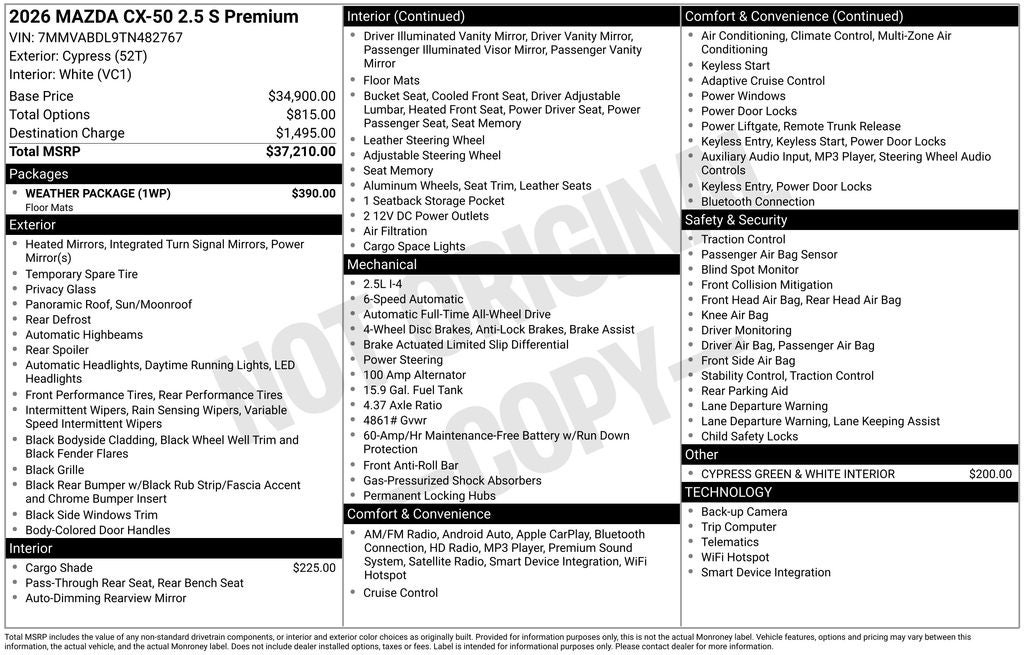 2026 Mazda Mazda CX-50 2.5 S Premium AWD