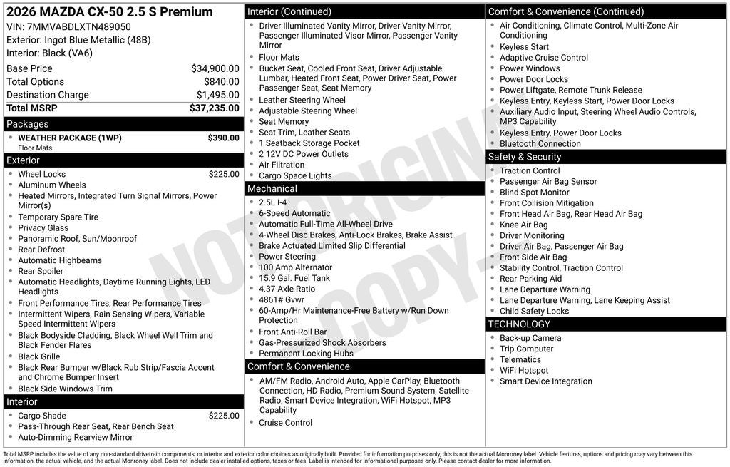 2026 Mazda Mazda CX-50 2.5 S Premium AWD