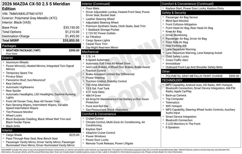 2026 Mazda Mazda CX-50 2.5 S Meridian Edition