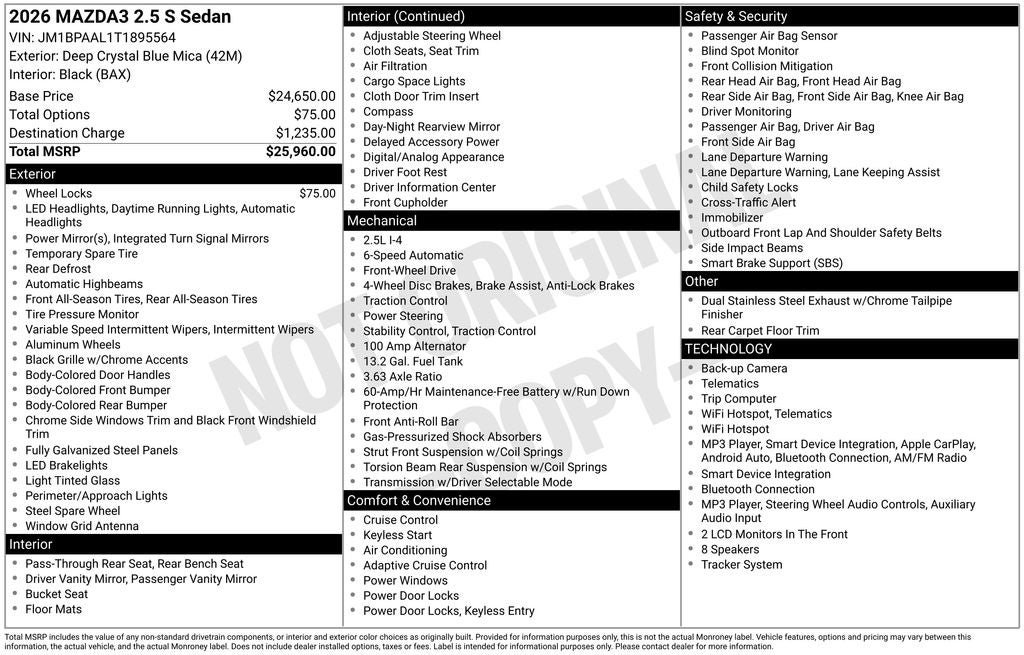 2026 Mazda Mazda3 2.5 S