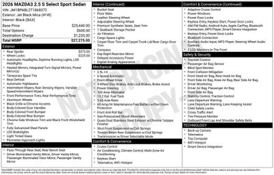 2026 Mazda Mazda3 Sedan 2.5 S Select Sport