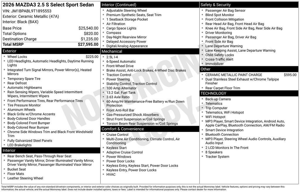 2026 Mazda Mazda3 2.5 S Select Sport