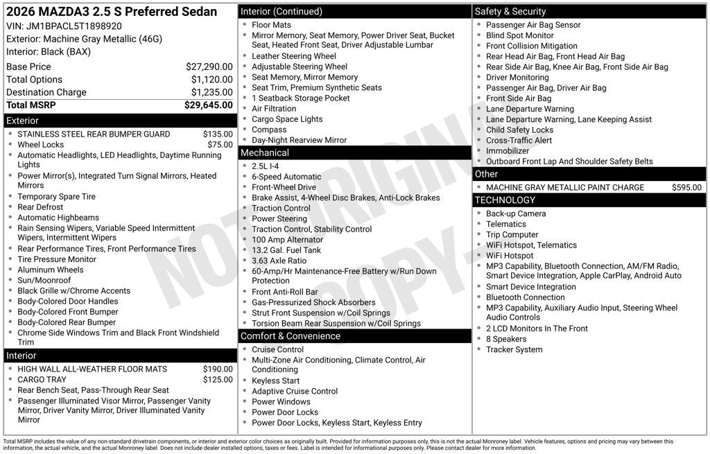 2026 Mazda Mazda3 Sedan 2.5 S Preferred