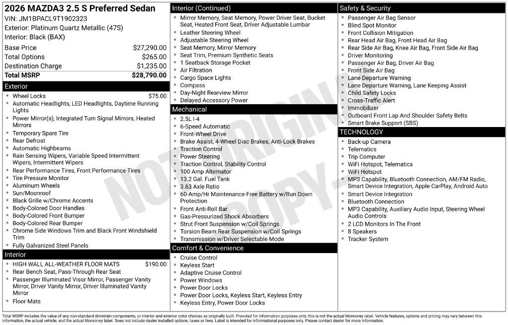 2026 Mazda Mazda3 2.5 S Preferred