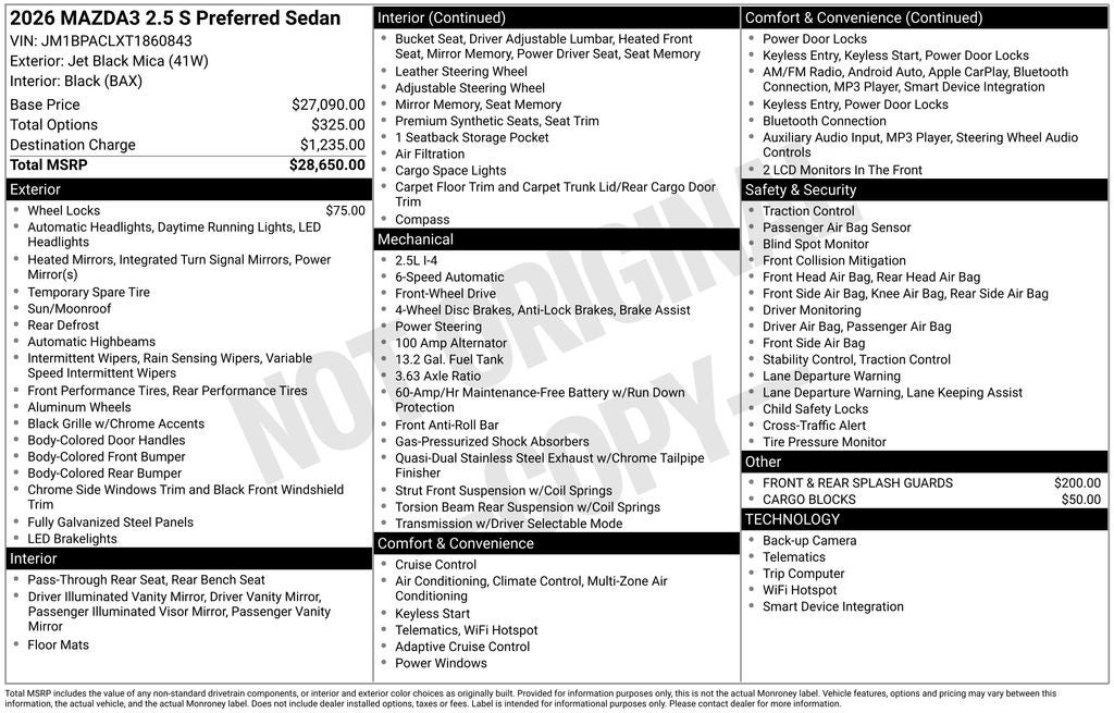 2026 Mazda Mazda3 Sedan 2.5 S Preferred