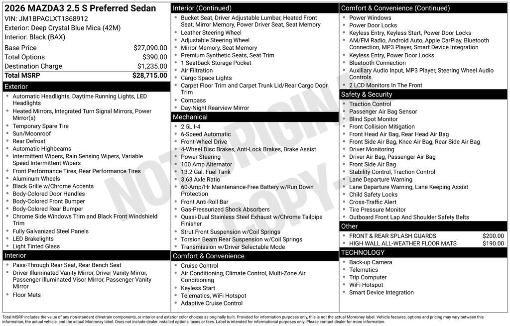 2026 Mazda Mazda3 Sedan 2.5 S Preferred
