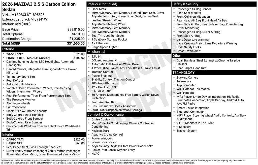 2026 Mazda Mazda3 2.5 S Carbon Edition