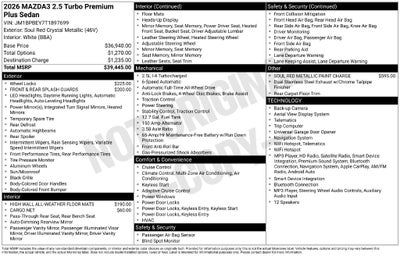 2026 Mazda Mazda3 Sedan 2.5 Turbo Premium Plus AWD