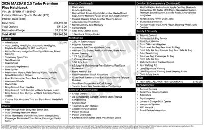 2026 Mazda Mazda3 Hatchback 2.5 Turbo Premium Plus AWD