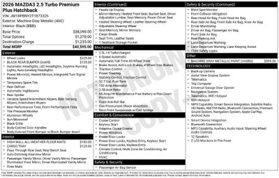 2026 Mazda Mazda3 Hatchback 2.5 Turbo Premium Plus AWD