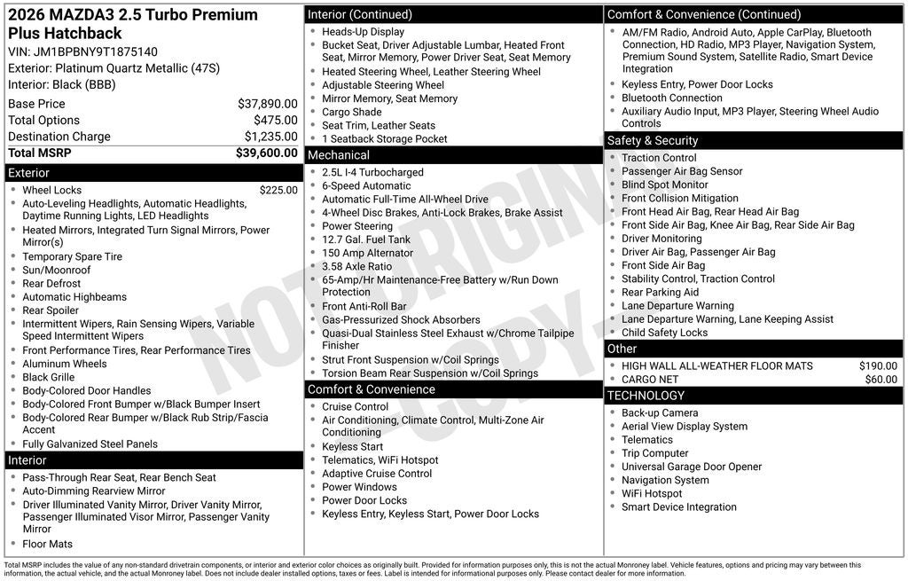 2026 Mazda Mazda3 2.5 Turbo Premium Plus