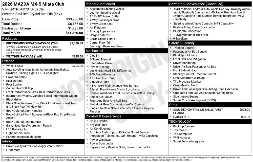 2026 Mazda Mazda MX-5 Miata Club