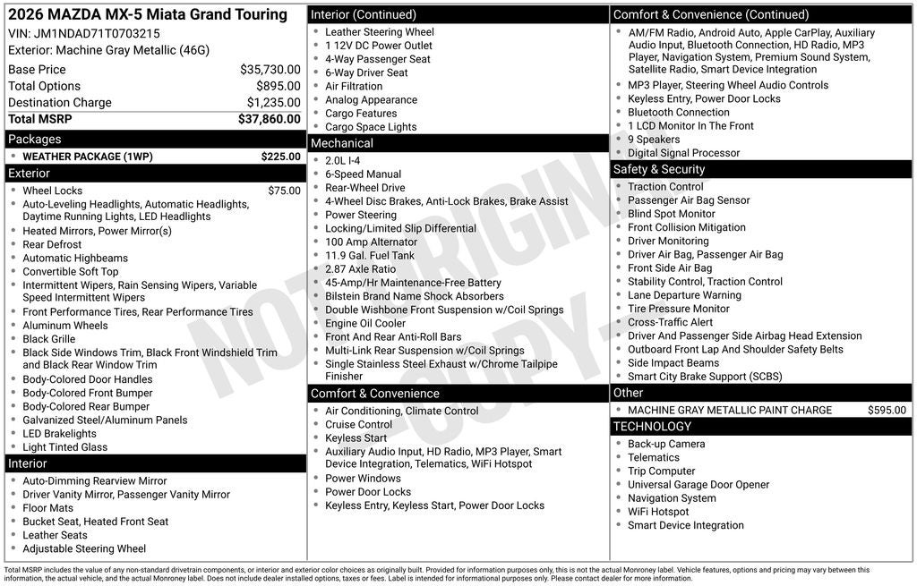 2026 Mazda Mazda MX-5 Miata Grand Touring