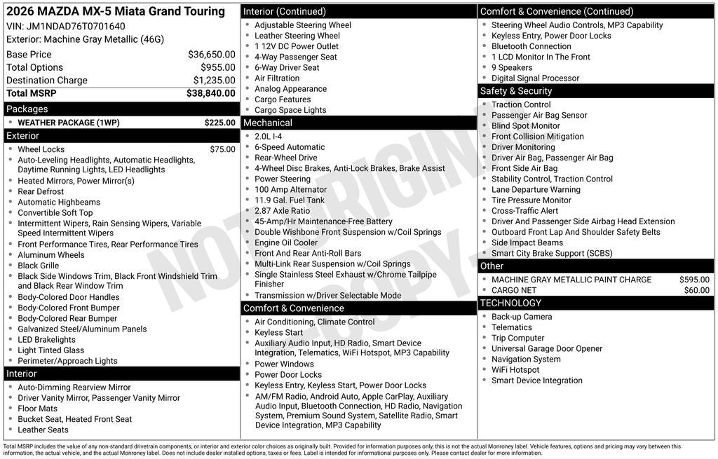 2026 Mazda Mazda MX-5 Miata Grand Touring