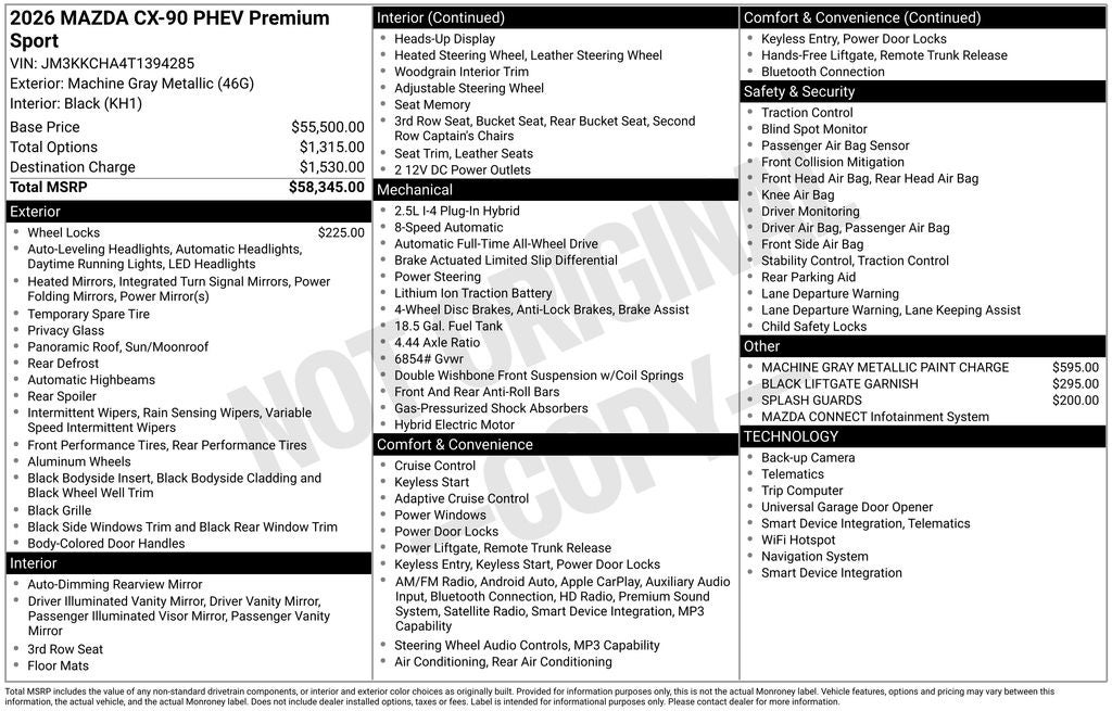 2026 Mazda Mazda CX-90 Plug-In Hybrid Premium Sport AWD
