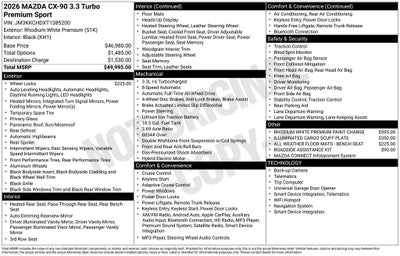 2026 Mazda Mazda CX-90 3.3 Turbo Premium Sport AWD