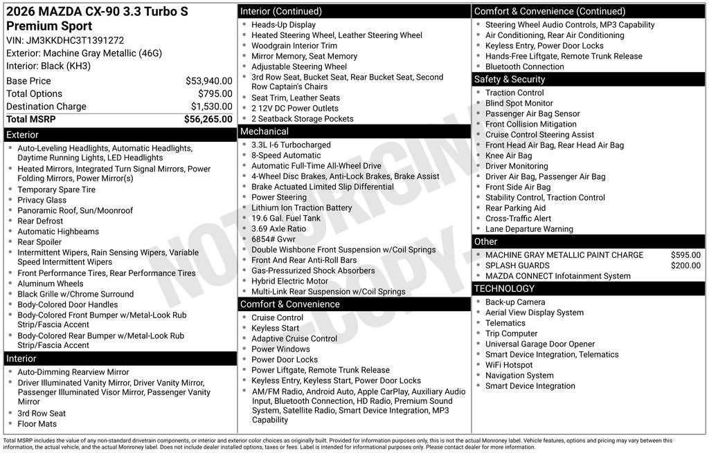 2026 Mazda Mazda CX-90 3.3 Turbo S Premium Sport AWD