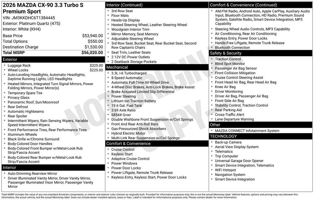 2026 Mazda Mazda CX-90 3.3 Turbo S Premium Sport AWD