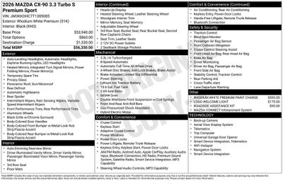 2026 Mazda Mazda CX-90 3.3 Turbo S Premium Sport AWD