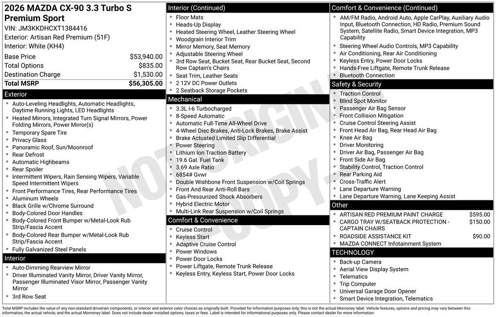 2026 Mazda Mazda CX-90 3.3 Turbo S Premium Sport AWD