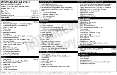 2026 Mazda Mazda CX-5 2.5 S Select AWD