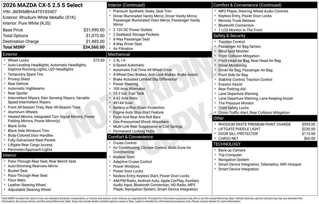 2026 Mazda Mazda CX-5 2.5 S Select AWD