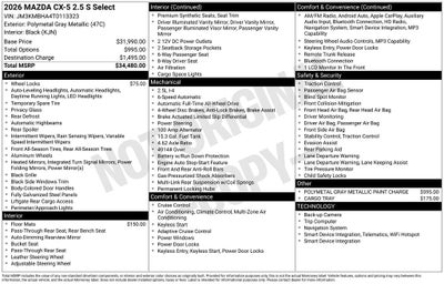 2026 Mazda Mazda CX-5 2.5 S Select AWD