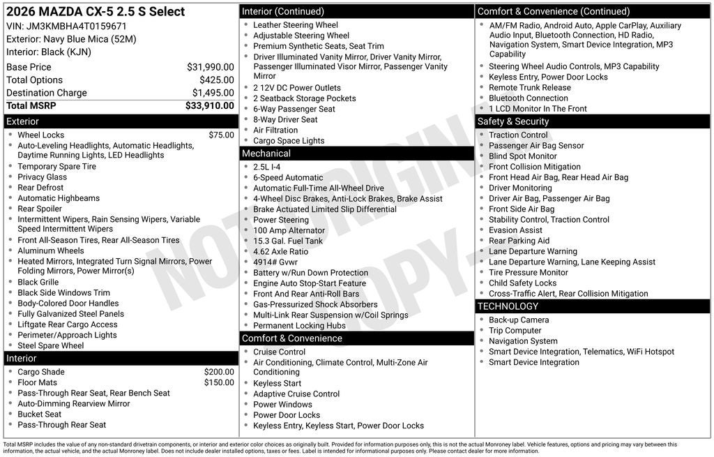 2026 Mazda Mazda CX-5 2.5 S Select AWD