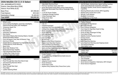 2026 Mazda Mazda CX-5 2.5 S Select AWD