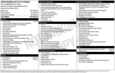 2026 Mazda Mazda CX-5 2.5 S Select AWD