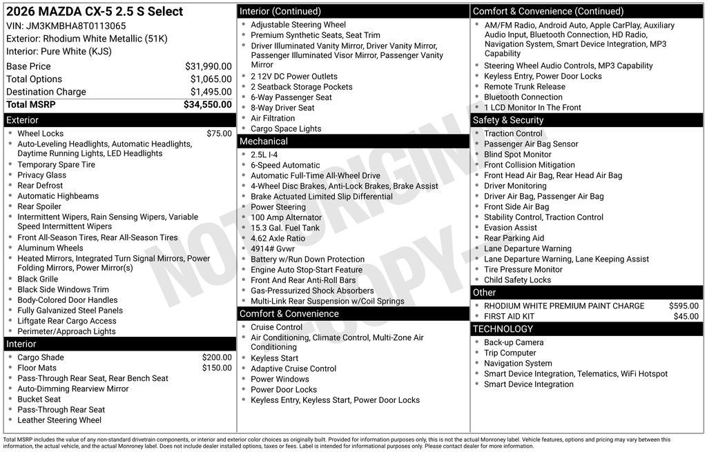 2026 Mazda Mazda CX-5 2.5 S Select AWD