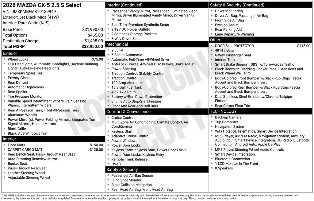 2026 Mazda Mazda CX-5 2.5 S Select AWD