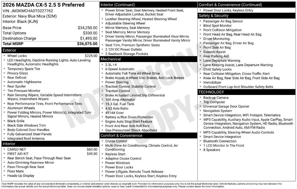 2026 Mazda Mazda CX-5 2.5 S Preferred AWD