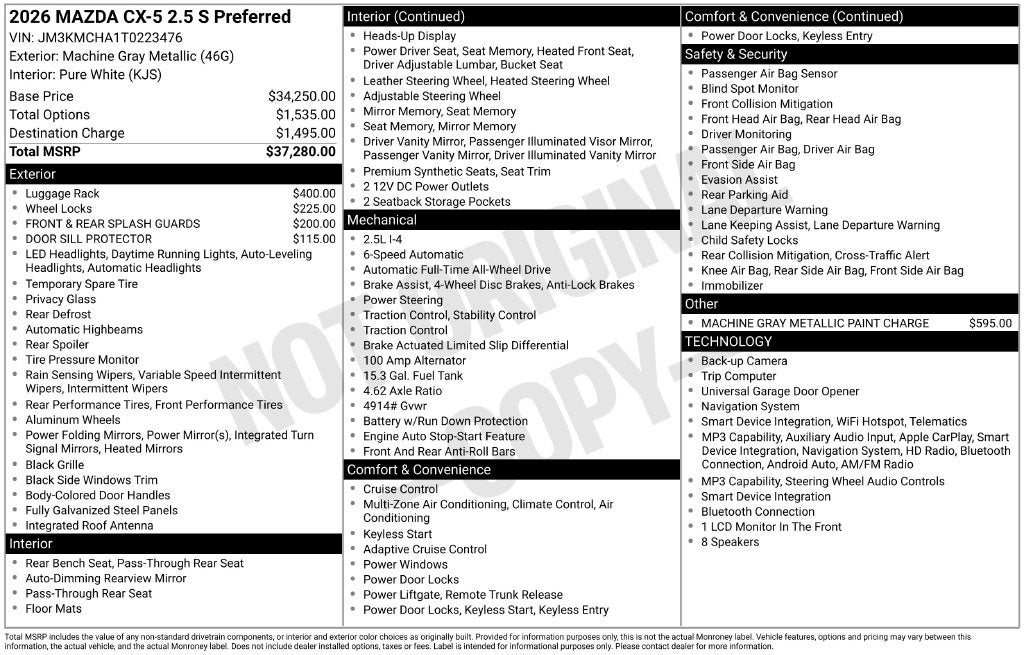 2026 Mazda Mazda CX-5 2.5 S Preferred AWD