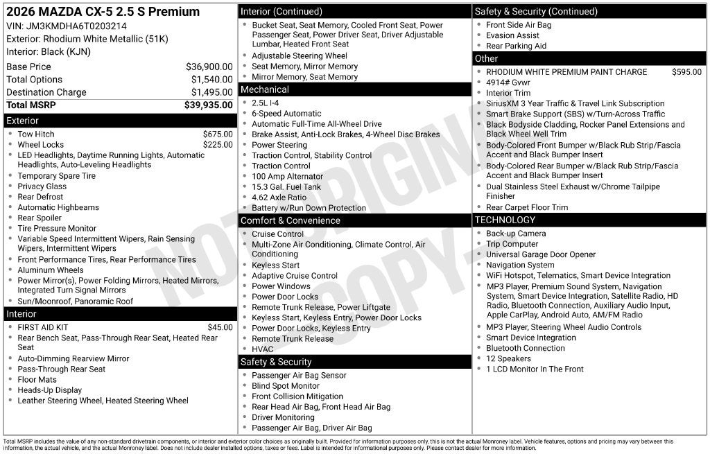 2026 Mazda Mazda CX-5 2.5 S Premium AWD