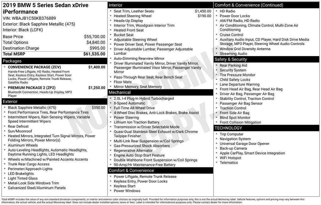 2019 BMW 5 Series 530e xDrive iPerformance