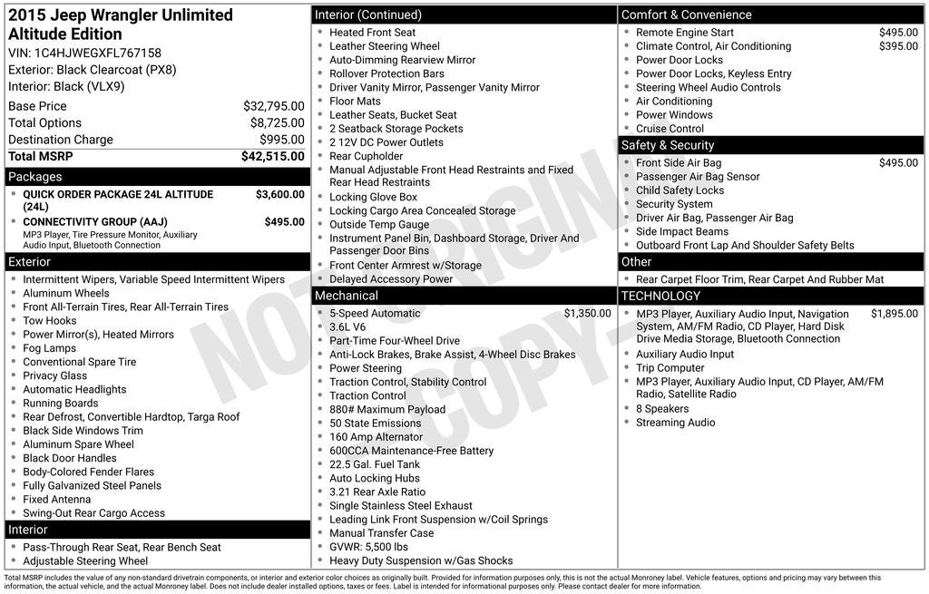 2015 Jeep Wrangler Unlimited Sahara Altitude